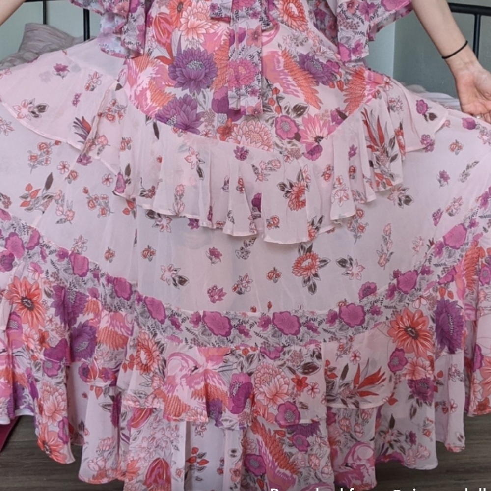 Open Back Ruffle Flamingo Gown - Picture 6 of 7